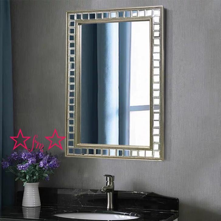 A026143壁掛け鏡 壁掛け .壁掛けミラー ウォールミラー 80x50cm 高級豪華鏡 アンティーク調 サイズオーダー可能 [2]