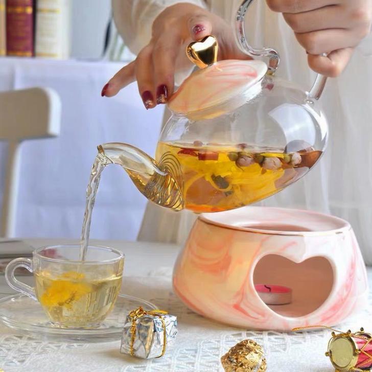 A060249ティー・コーヒーカップセット カップ＆ソーサー4客セット ガラスカップ