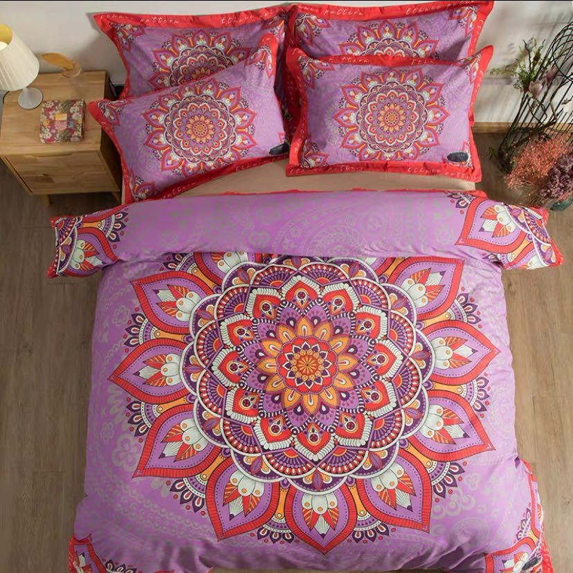 A045986ワイドダブル ベッド用品4点セット ．寝具 ボックスシーツ　枕カバー掛け布団カバー ベッドカバー