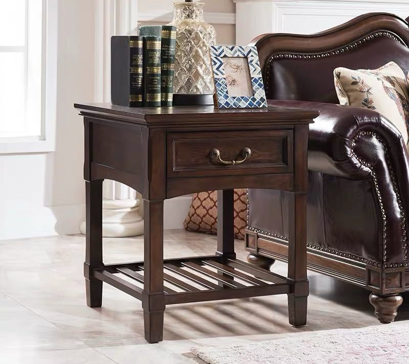 A022040高級ローテーブル リビングテーブル． 木製 センターテーブル 収納棚付き サイドテーブル 幅60cm