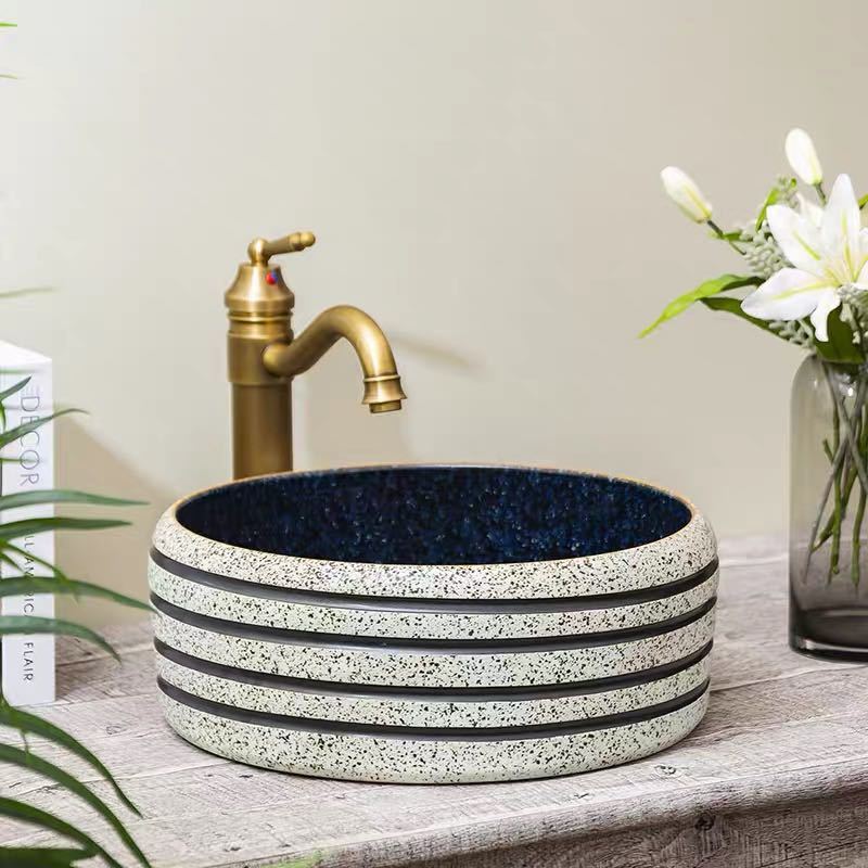 洗面ボウル 洗面ボール 陶器 手水鉢 手洗器 ．手洗い鉢 洗面器 蛇口 排水金具付き