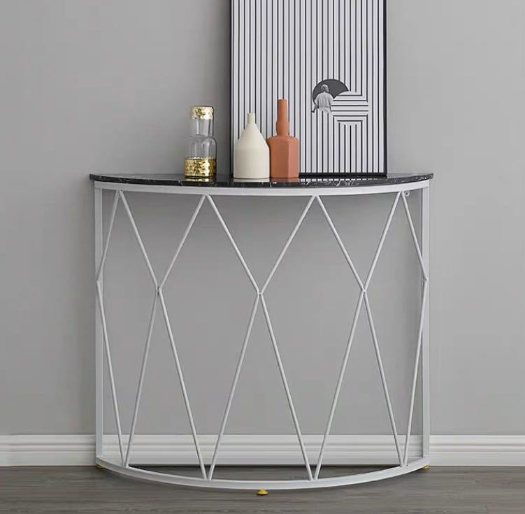 A011040高級サイドテーブル コンソールテーブル 玄関テーブル 花台 電話台 人造大理石 アンティーク調デザイン 幅100cm [2]