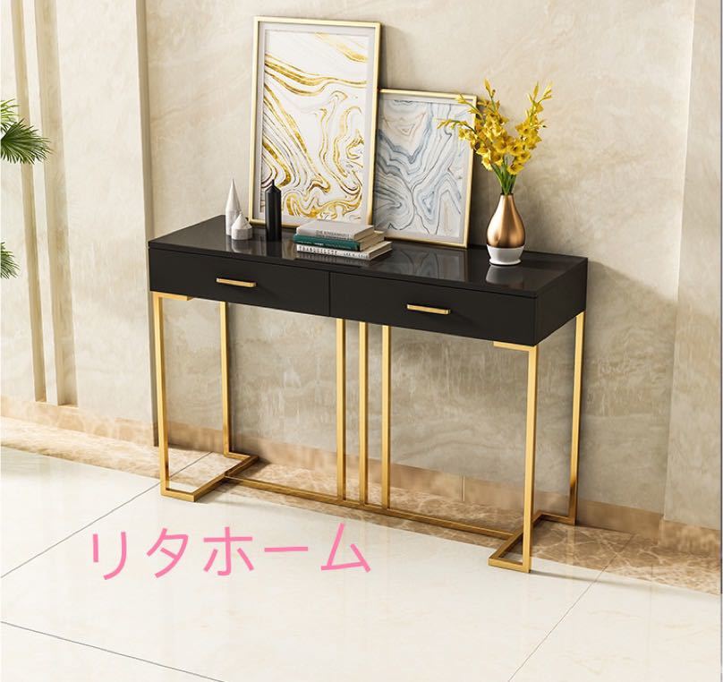 A017661高級サイドテーブル コンソールテーブル 玄関テーブル 花台 電話台 アンティーク調デザイン幅100cm [2]