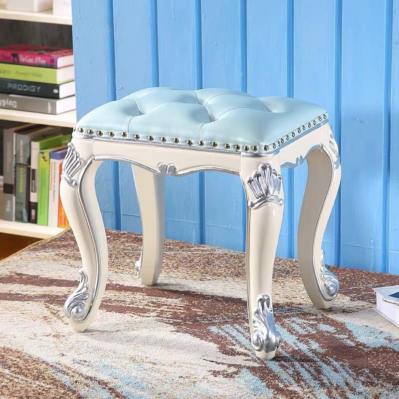 A048505高級軟座テーブル椅子 イス家具 アメリカ式．スツール　ヨーロッパ式スツール 猫脚 雕刻 インテリア調 腰掛け 幅40cm