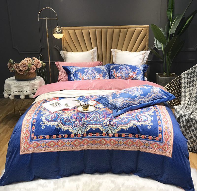 A016316高級絨ワイドダブル ベッド用品4点セット 寝具 ボックスシーツ　枕カバー掛け布団カバー ベッド..