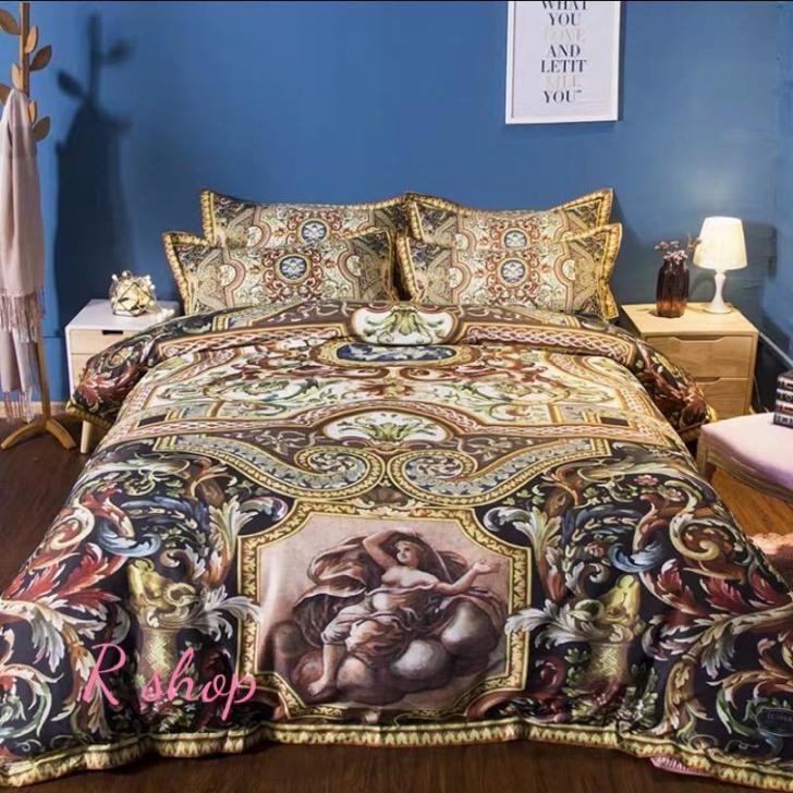 A048921ワイドダブル ベッド用品4点セット ．寝具 ボックスシーツ　枕カバー掛け布団カバー ベッドカバー