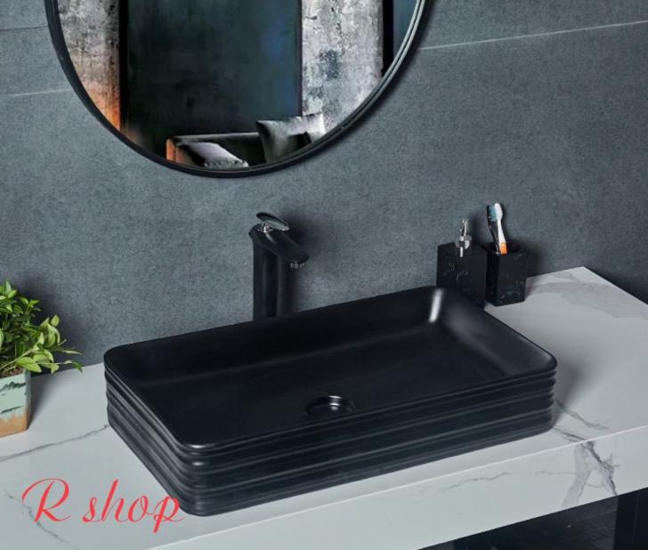 A014345高級洗面台 洗面ボウルセット 洗面ボール 陶器 手水鉢 ．手洗器 手洗い鉢 洗面器 蛇口 排水金具付き