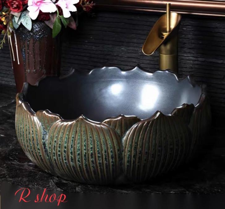 A025089高級洗面台 洗面ボウルセット ．洗面ボール 陶器 手水鉢 ．手洗器 手洗い鉢 洗面器 蛇口 排水金..