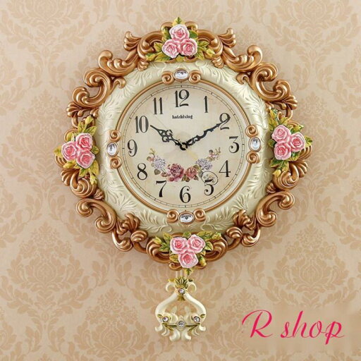 A028900掛けクロック。壁掛け時計 かけ時計 花柄姫系雑貨 振り子時計 A028900掛けクロック。壁掛け時計 かけ時計 花柄姫系雑貨 振り子時計
