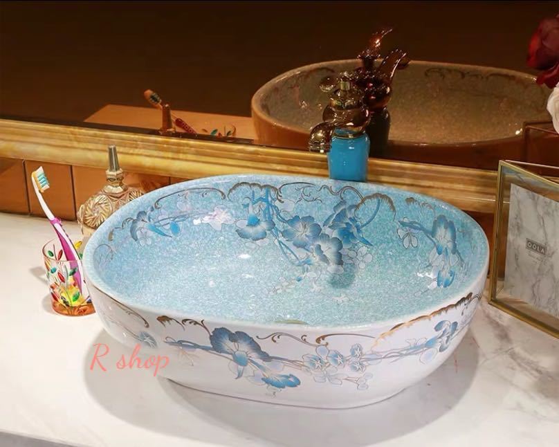 A027710高級置き型洗面ボウルセット 手洗い器 デザイン 陶磁器 手洗い鉢 洗面台 蛇口 排水ホース付き