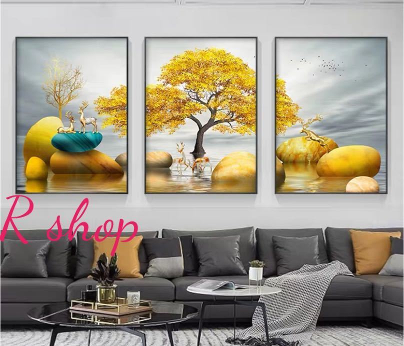 A004141壁飾りアートパネル プリント 絵画 インテリア 壁掛け　キャンバスプリントポスター3枚　40x60