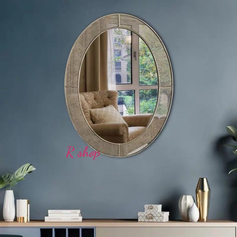 A036360大型ミラー吊鏡 壁掛け鏡 壁掛けミラー 豪華ウォールミラ 高級豪華鏡 アンティーク調 70x100cm