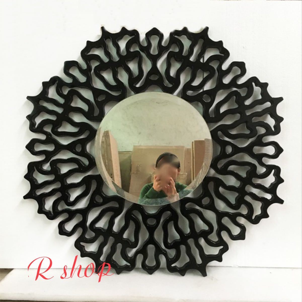 A044963大型ミラー吊鏡 .壁掛け鏡 壁掛けミラー 豪華ウォールミラ 高級豪華鏡 アンティーク調 92cm [2]