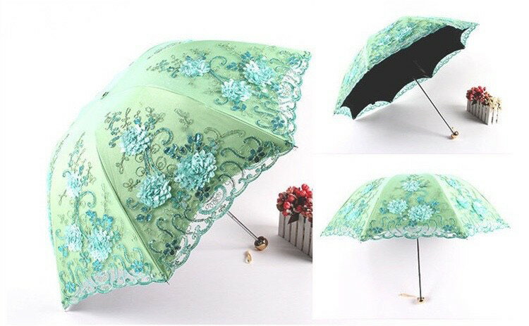 A002846220711-14折り畳み傘 晴雨兼用 レディース UVカット 遮熱 刺繍 雨傘日傘 紫外線カット