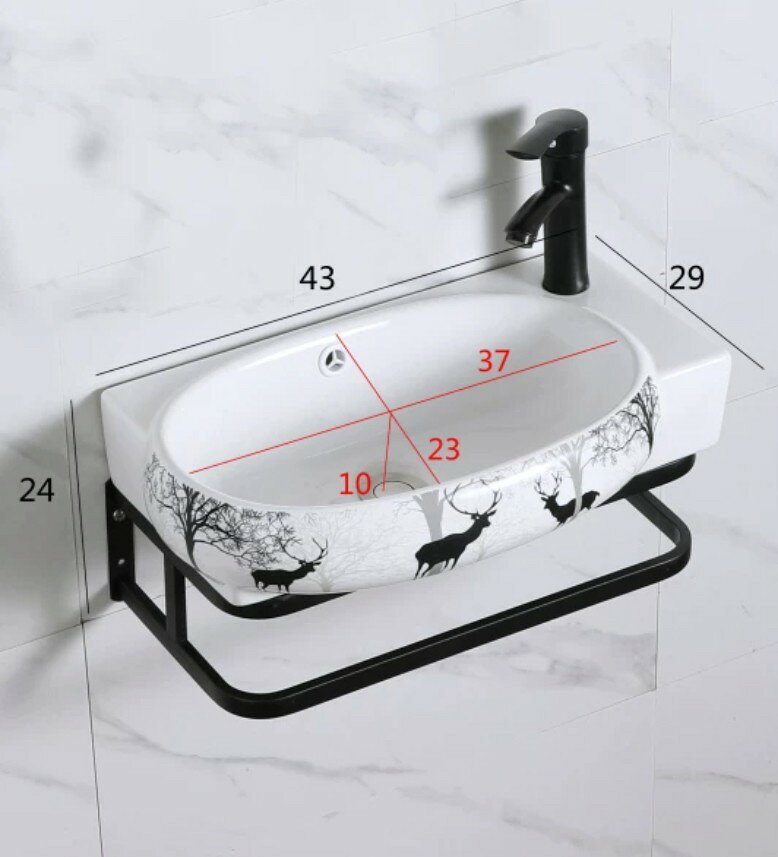 A00286820220715-1　手洗器 洗面器 家庭用壁掛け式 混合水栓（蛇口・排水ホース付き）