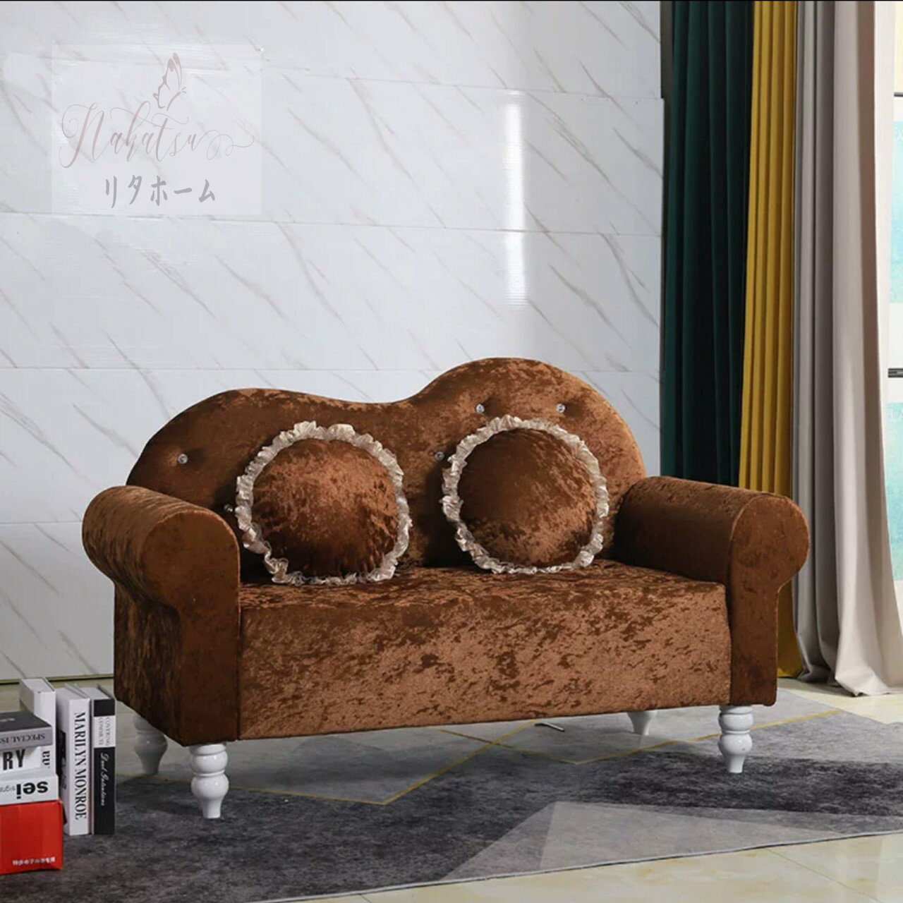 A00290720220717-44　ソファ 椅子ソファー 2人掛け 2P 布地 高級感 肘付きコンパクト