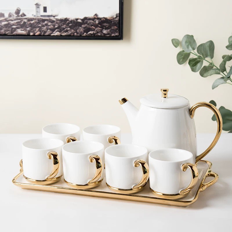 A05375920220720-12　西洋調ティーカップセット マグカップ 陶器 高級感 カップ6客 コーヒーカップ