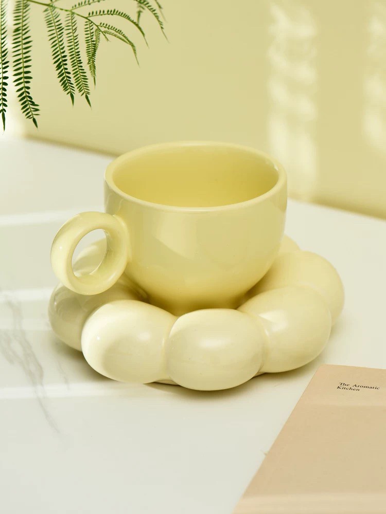 A05383320220723-43　ティーカップ セット 陶器 高級感 カップ＆ソーサー 4客コーヒーカップ