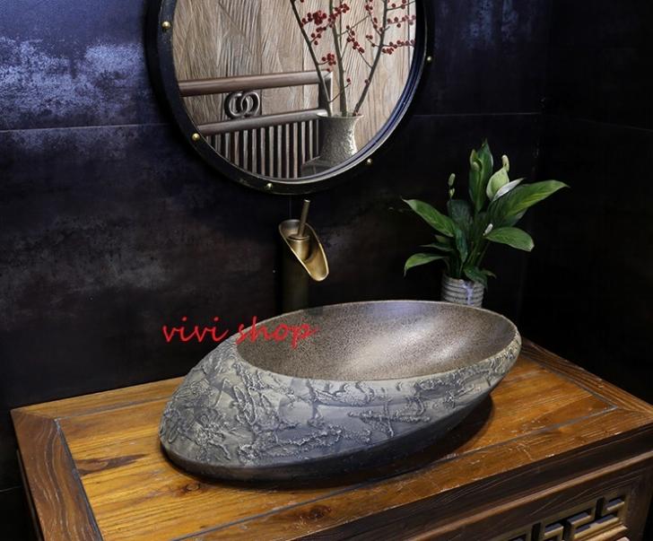 A0221680121F202豪華洗面ボウルセット陶器洗面台 トイレ 手水鉢 手洗器 手洗い鉢 ...