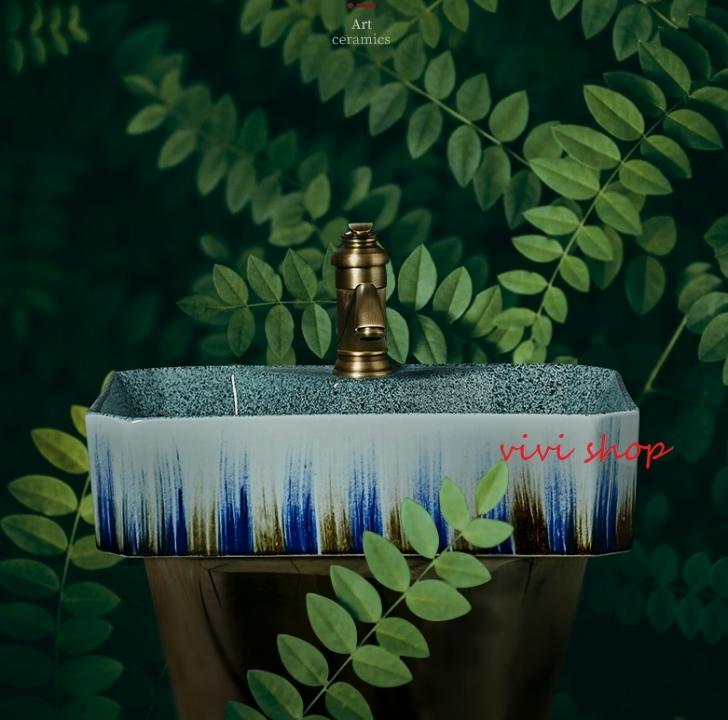 0121F165豪華洗面ボウルセット陶器洗面台 トイレ 手水鉢 手洗器 手洗い鉢 洗面器　蛇口 排水金具付き