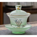 A037371高級 蓋碗 茶杯セット 金箔入れ 花柄 おしゃれ 耐熱ガラス製の中国茶器 1客