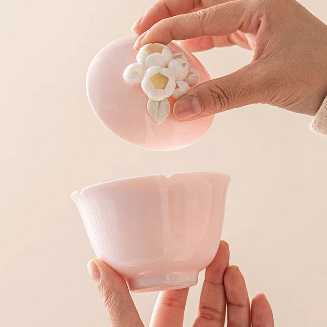 リタハウス 楽天市場店のA037388蓋碗　茶杯セット おしゃれ　花柄 耐熱磁陶器製の中国茶器 1客｜アングル3