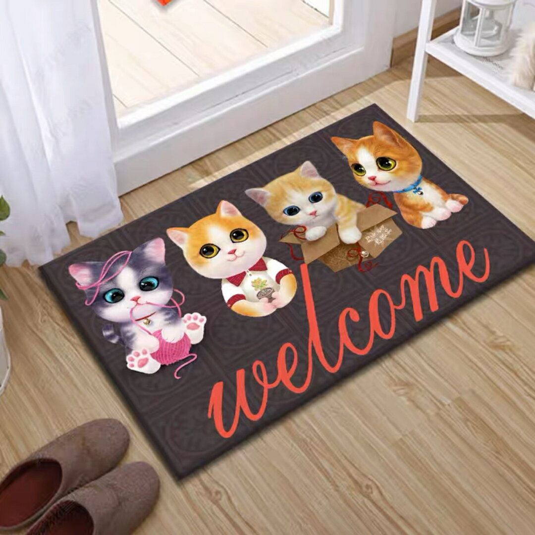 A061183ラグマット リビングマット．玄関マット．カーペット．お風呂マット ．猫柄雑貨