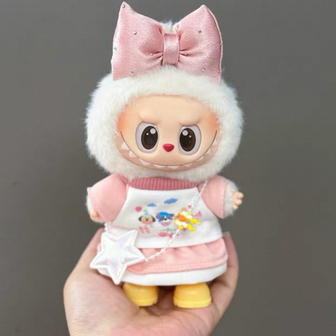 A066154LABUBU ラブブ対応 ピンクワンピ 星バッグ ぬいぐるみ衣装