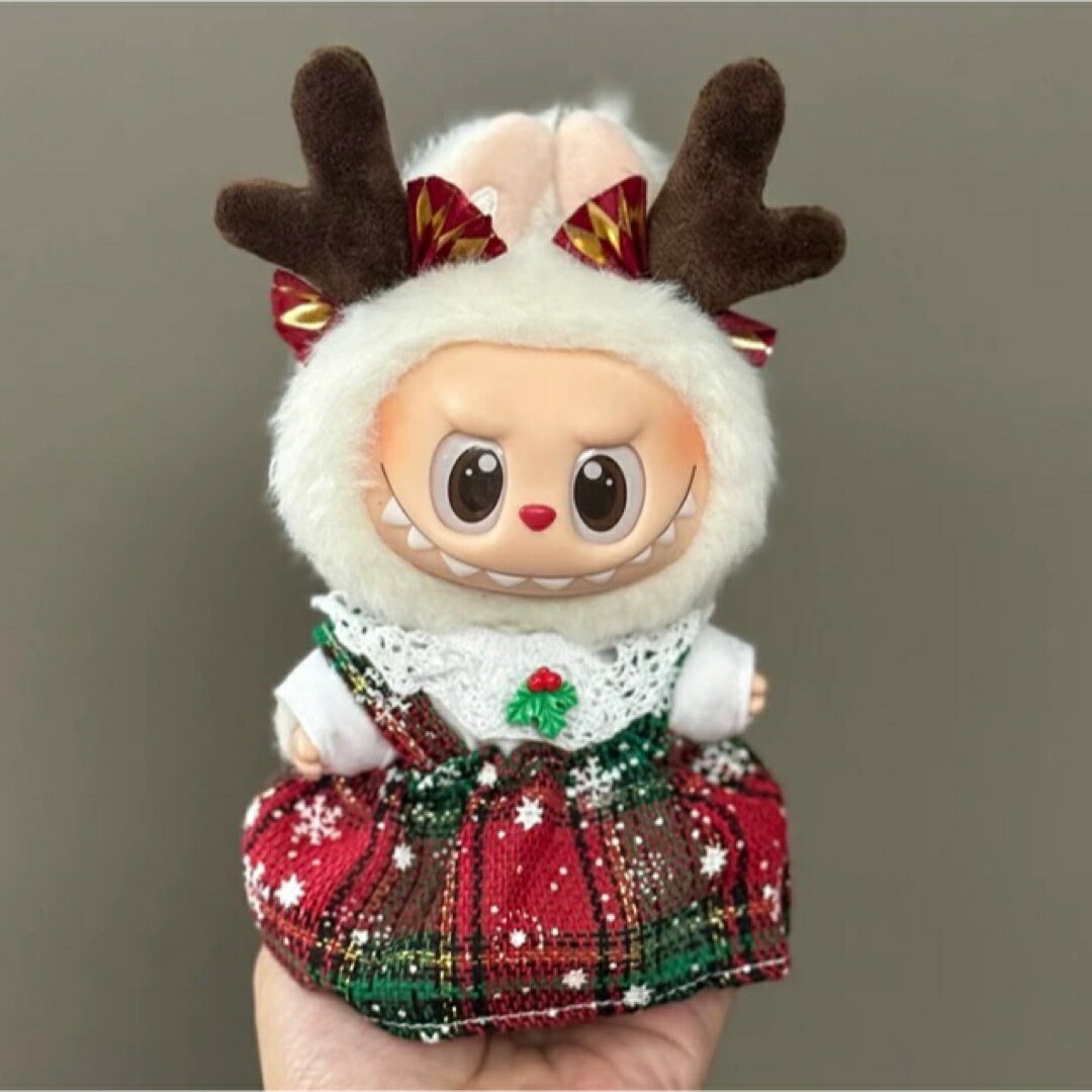 A066158labubuラブブぬいぐるみ服クリスマストナカイ風ふわもこドール衣装セット