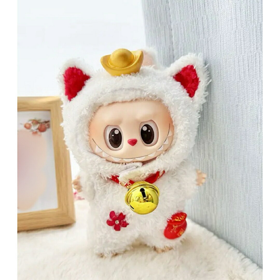 A066171ラブブ服 ぬいぐるみ用 招き猫コスチューム 金鈴付き お正月 撮影衣装