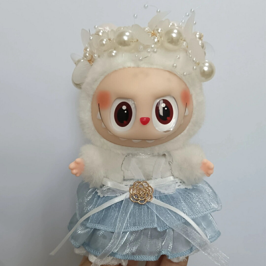 A066176ラブブ服 ぬいぐるみ用ドレス 花冠付き パール飾りお姫様風コスチューム衣装セット