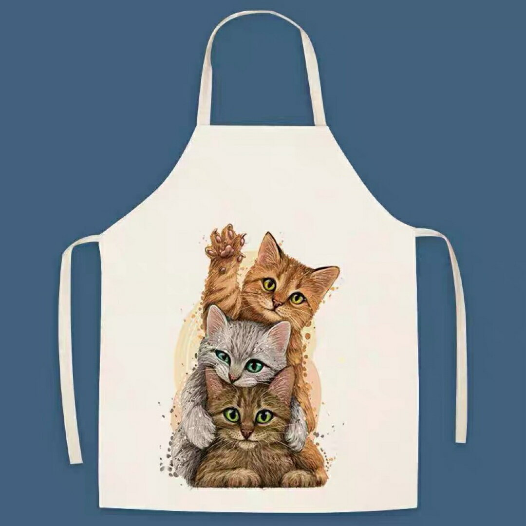 A066200カフェエプロン 可愛い猫柄 おしゃれ デザイン 猫好き ギフト キッチン用