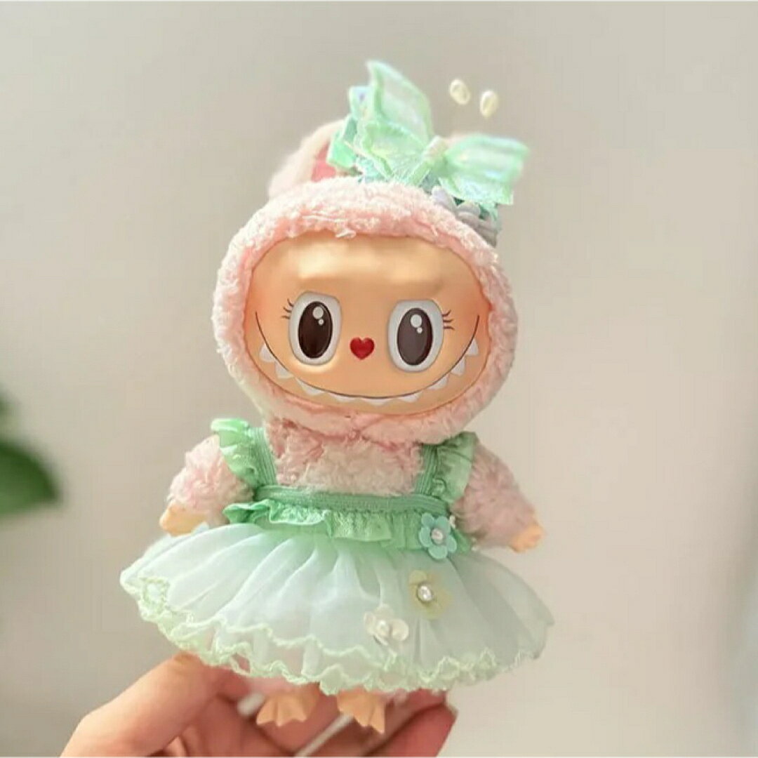 A066238新品2点セットワンピースlabubuラブブぬいぐるみ服17cm着せ替え着ぐるみ