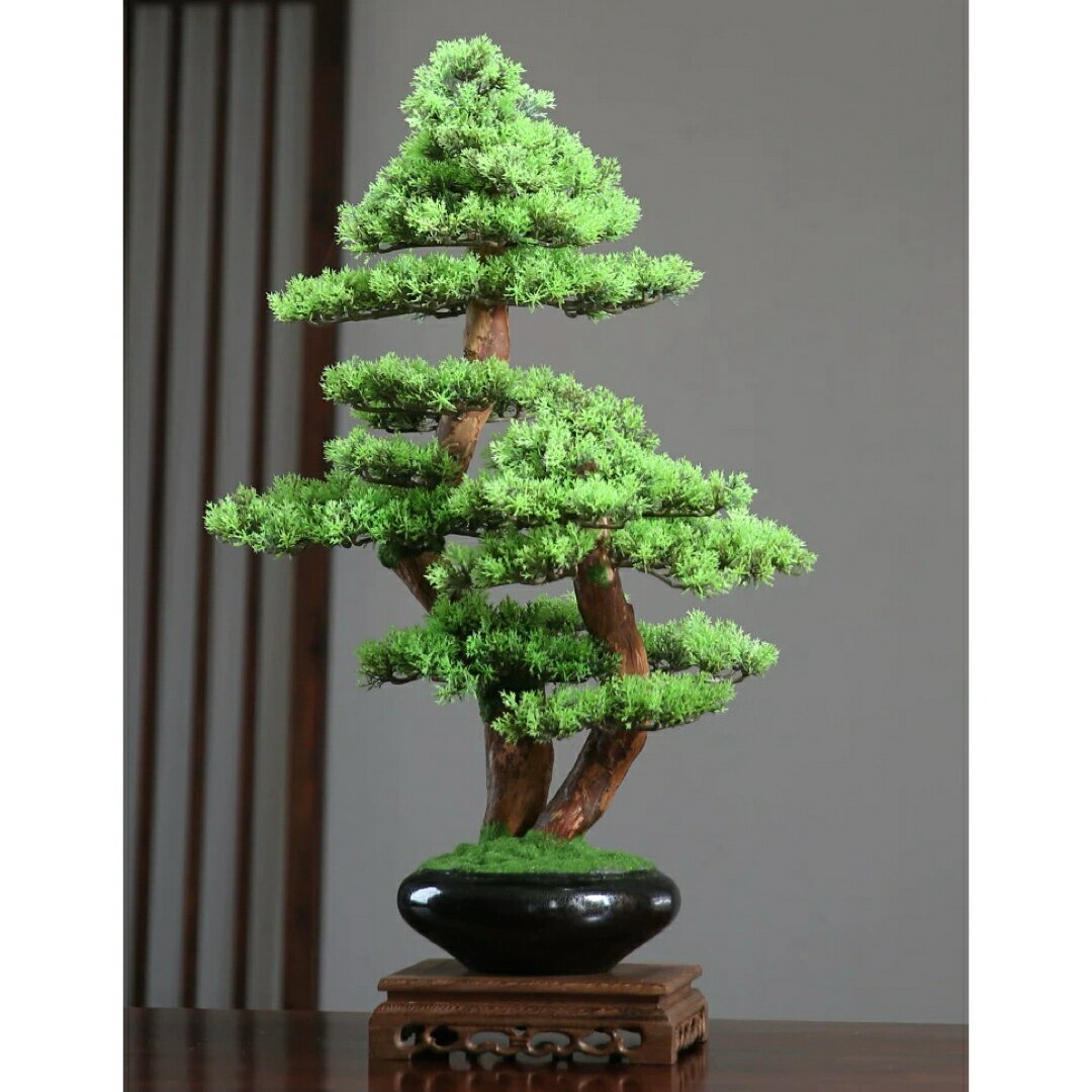 A066307インテリアグリーン 高級模造迎客松盆栽 置物 禅意迎客松盆栽装飾品 人工観葉植物