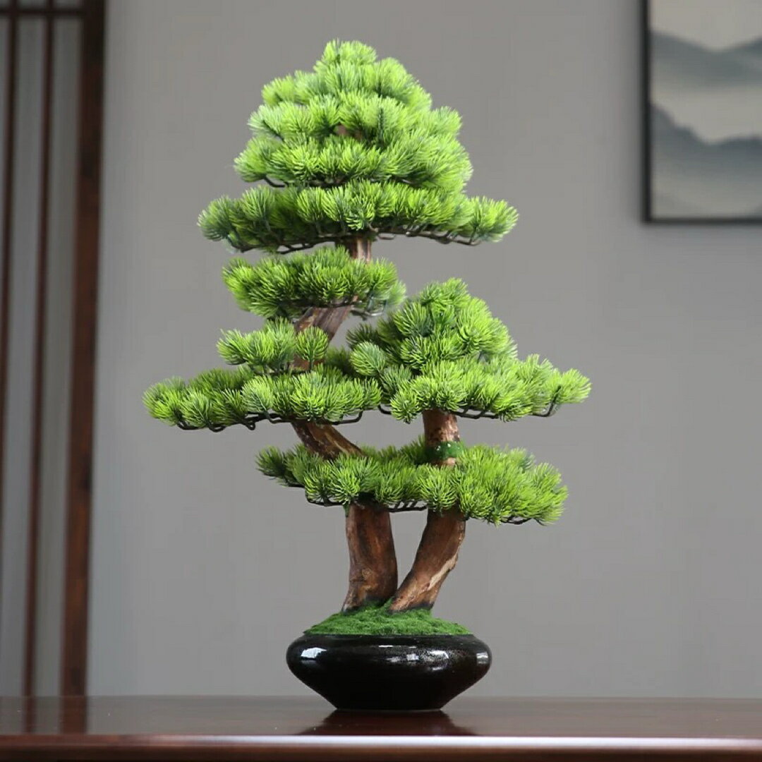 A066308インテリアグリーン 高級模造迎客松盆栽 置物 禅意迎客松盆栽装飾品 人工観葉植物