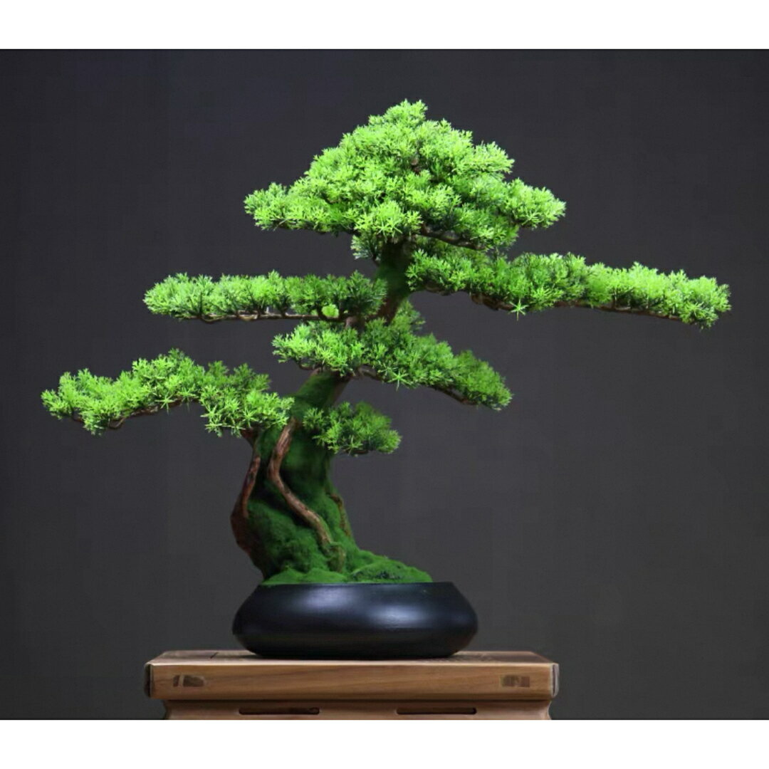 A066312インテリアグリーン 高級模造迎客松盆栽 置物 禅意迎客松盆栽装飾品 人工観葉植物