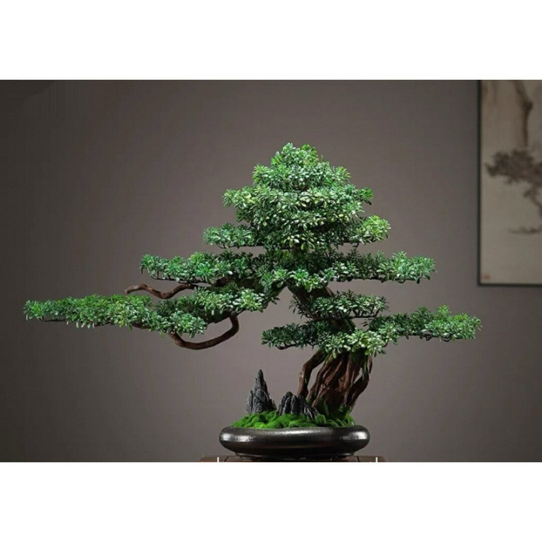 A066317インテリアグリーン 高級模造迎客松盆栽 置物 禅意迎客松盆栽装飾品 人工観葉植物