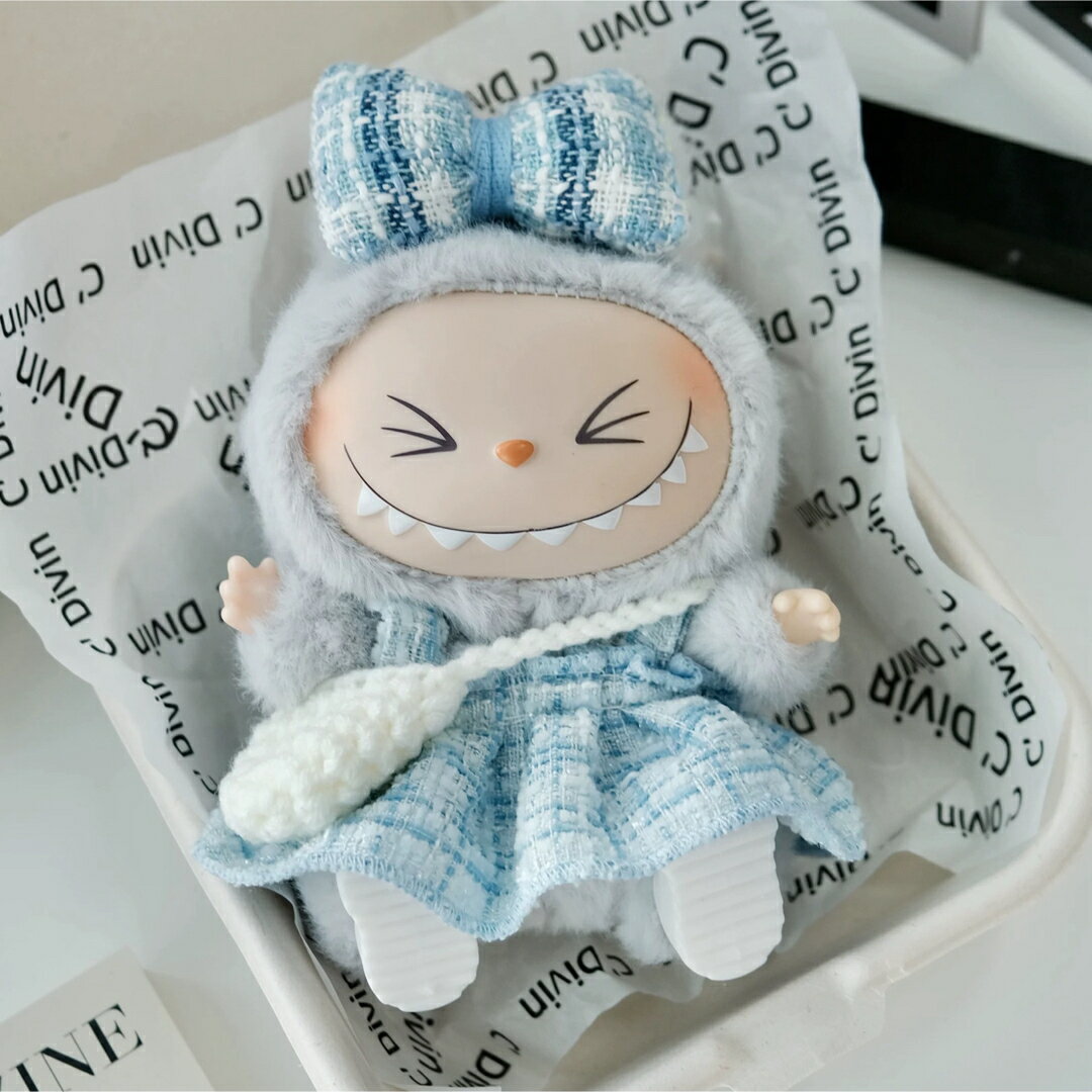 A066333新品4点セットワンピース labubuラブブぬいぐるみ服17cm着せ替え着ぐるみ