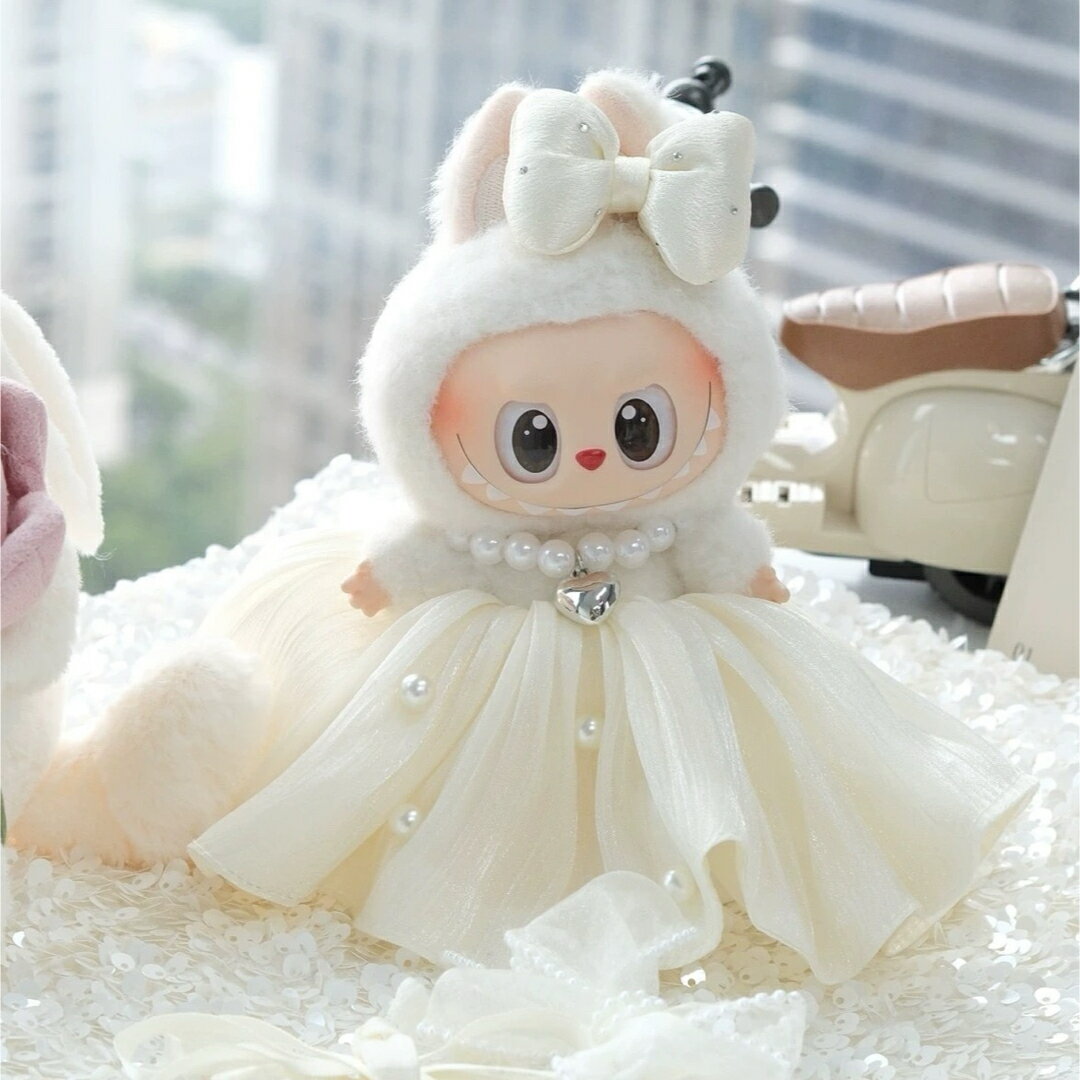 A066342新品4点セットワンピース labubuラブブぬいぐるみ服17cm着せ替え着ぐるみ