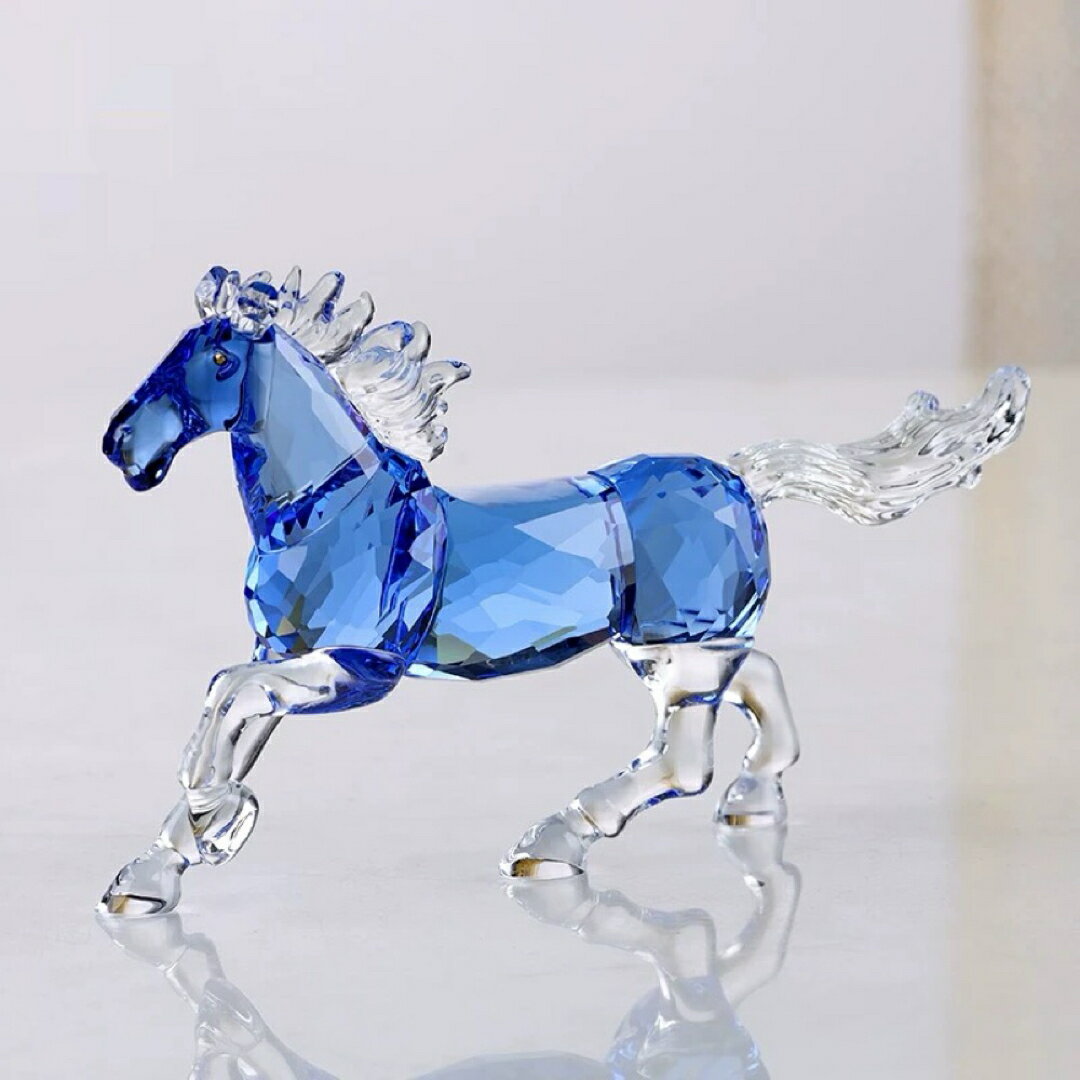 A066557高級水晶 馬 置物 クリスタルクリア インテリア 開運 金運上昇 風水オブジェ
