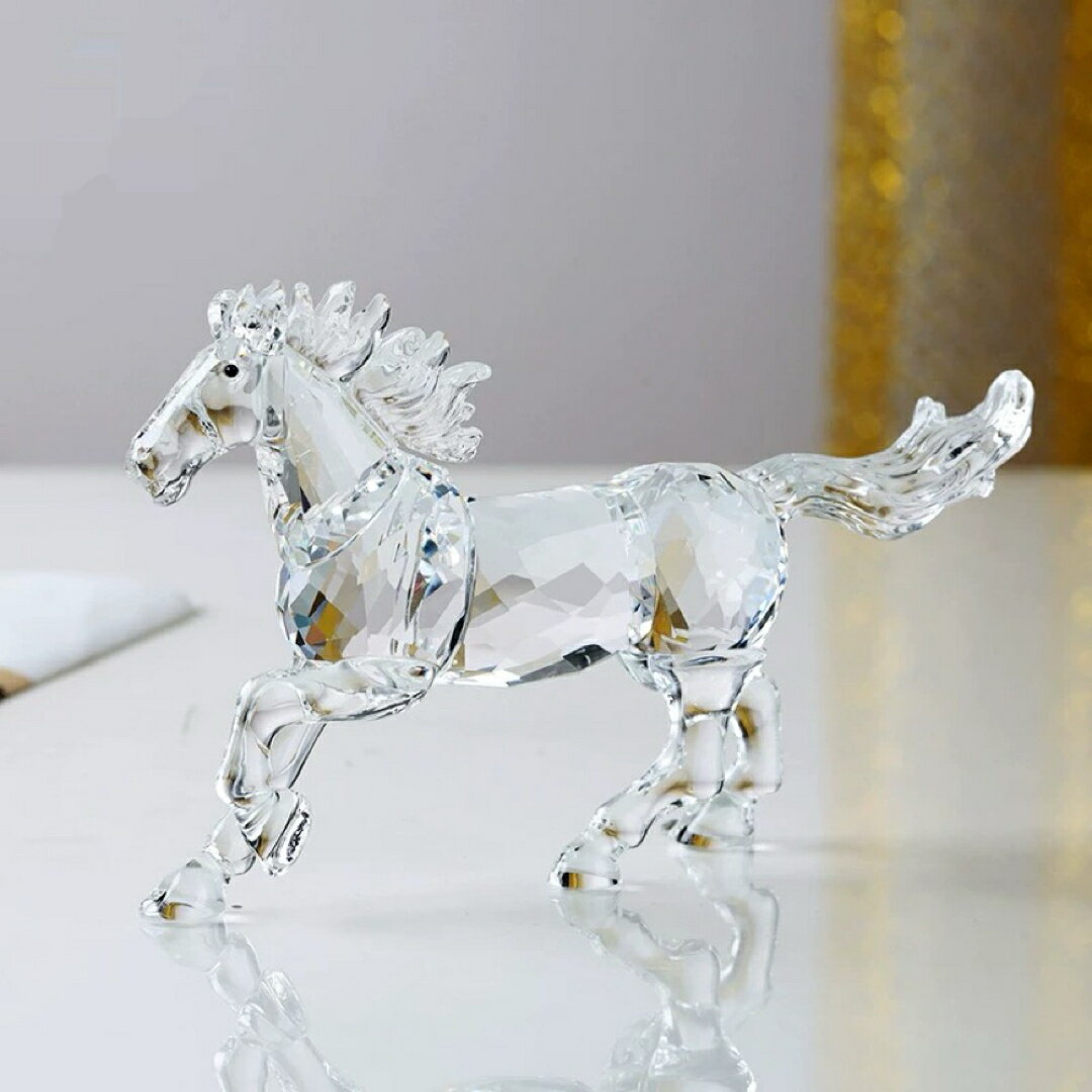 A066558高級水晶 馬 置物 透明クリスタルクリア 風水 開運 金運 水晶オブジェ