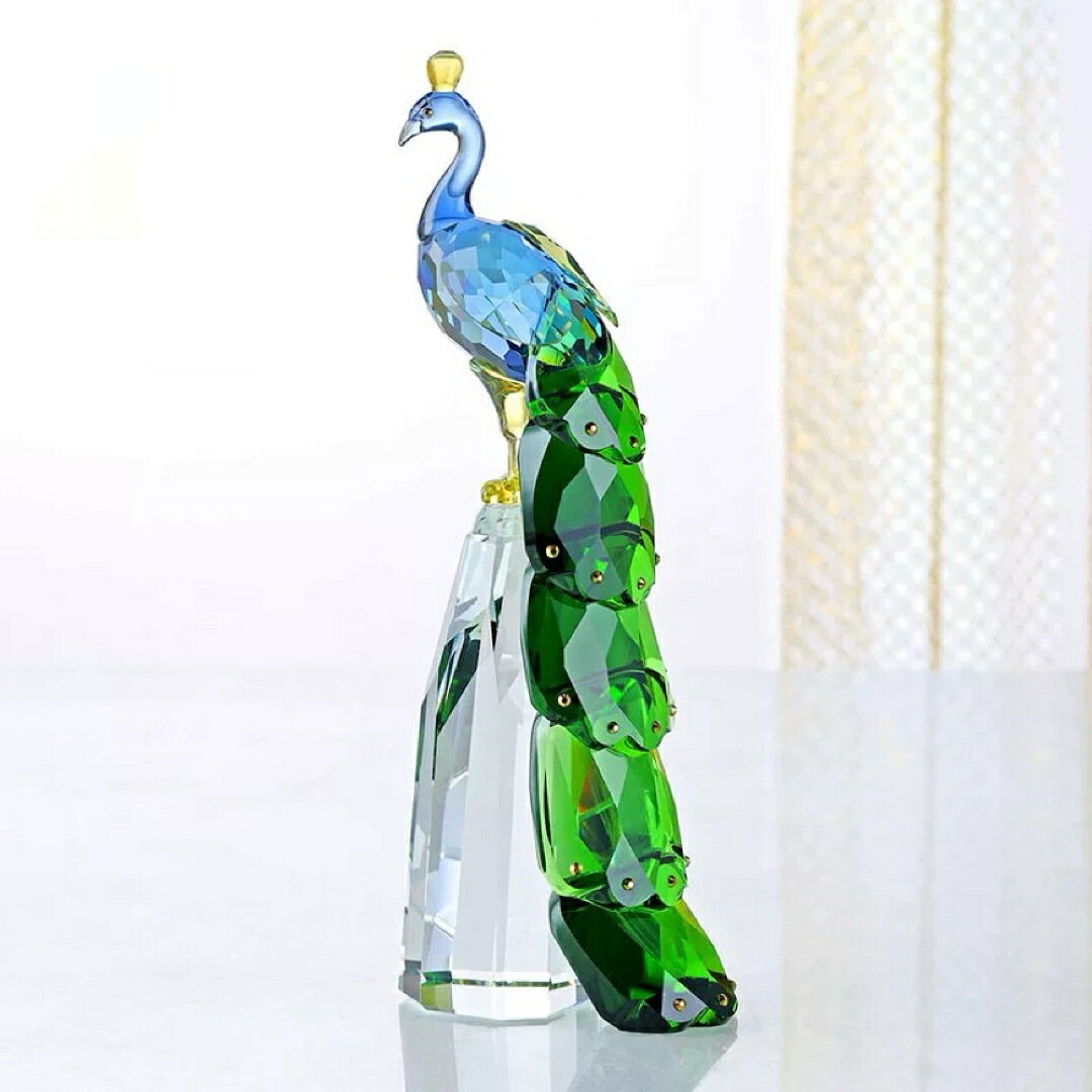 A066561水晶 孔雀 置物 高級クリスタル オブジェ インテリア 飾り 風水 開運 縁起物