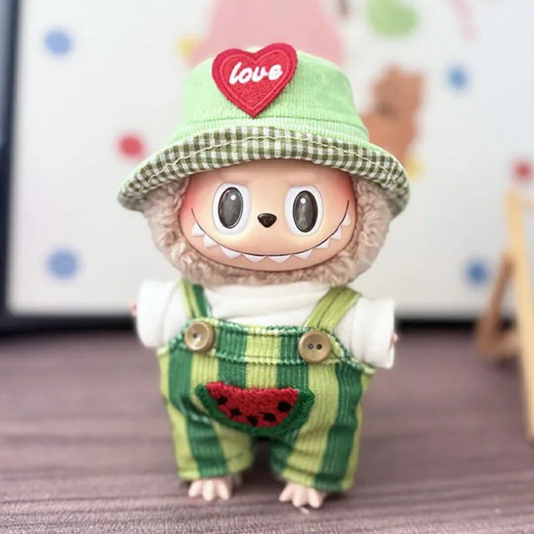 A066695新品3点セット可愛いスイカlabubuラブブぬいぐるみ服17cm着せ替え着ぐるみ