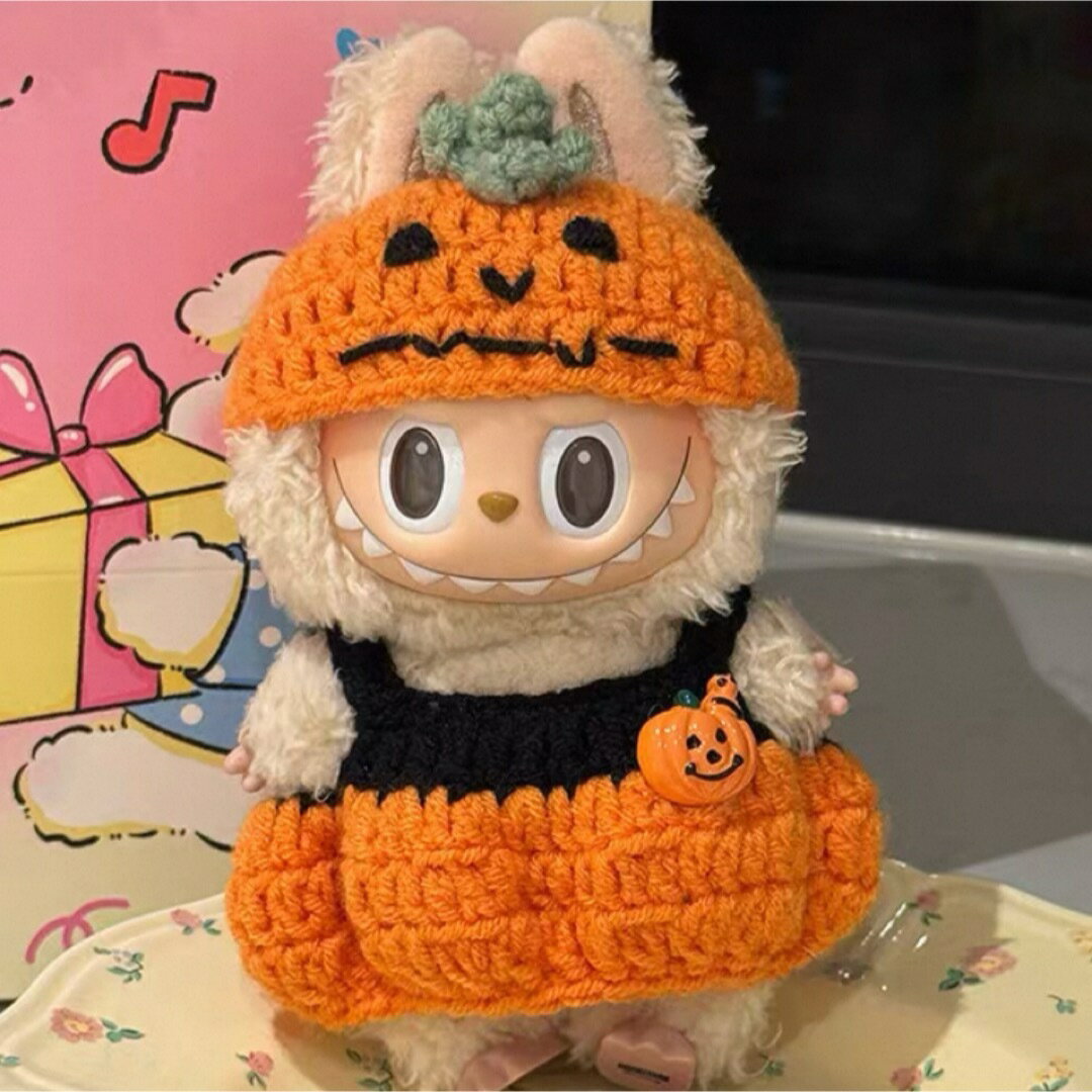 A066859新品2点セットハロウィンlabubuラブブぬいぐるみ服17cm着せ替え着ぐるみ