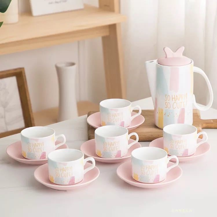 A062716ティー・コーヒーカップセット カップ＆ソーサー6客セット陶磁器カップセット