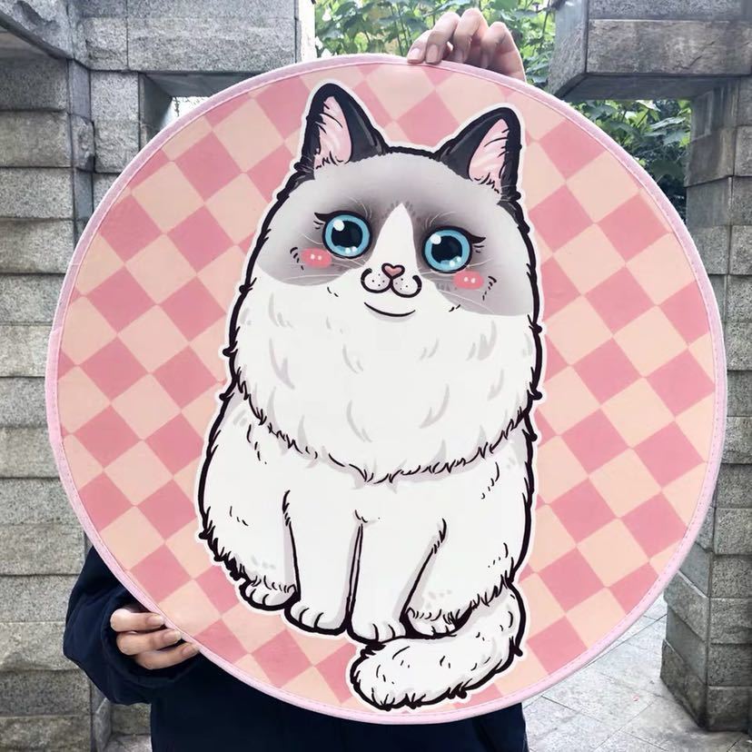樂天商城 - A047030リビングマット 玄関マット カーペット ラグマット 滑り止め 80cm 猫柄