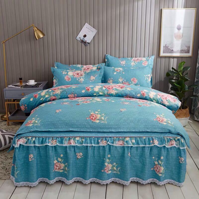 A021895ベッド用品4点セット掛け布団カバー 枕カバー ベッドパッド ワイドダブルサイズ．