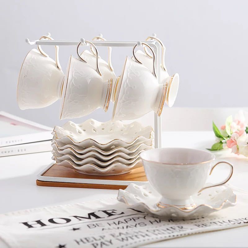 ティー・コーヒーカップセット カップ＆ソーサー6客セット 陶磁器ティーセット