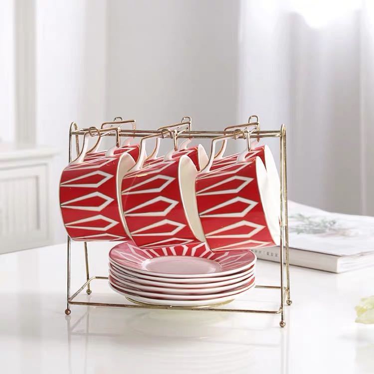 A061962ティー・コーヒーカップセット カップ＆ソーサー6客セット 陶磁器ティーセット