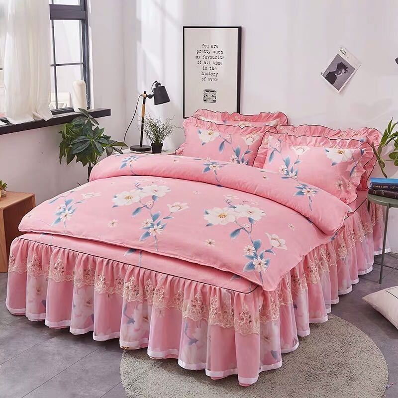 A017501ベッド用品4点セット掛け布団カバー 枕カバー ベッドパッド ワイドダブルサイズ